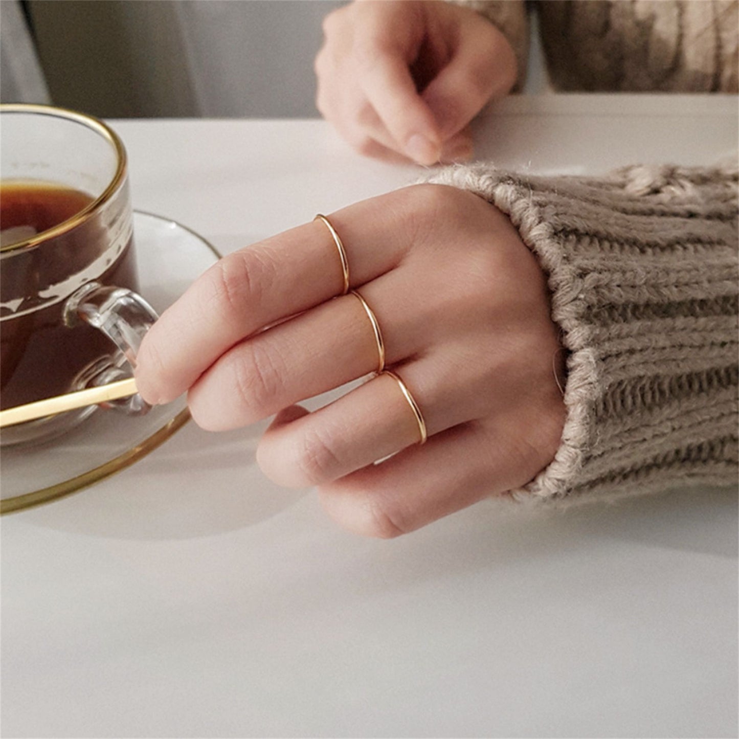 1.2mm Gold on Sterling Silver Skinny Round Band Stacking Above Ring E1/2 - R - sugarkittenlondon
