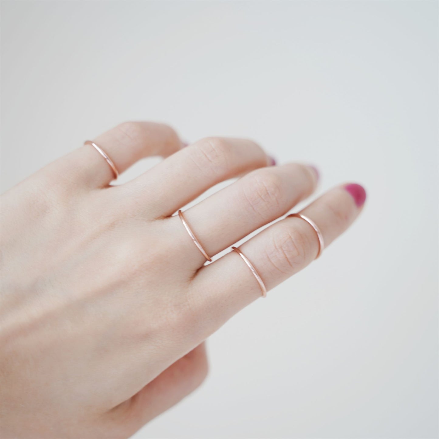 1.2mm Rose Gold on Sterling Silver Skinny Round Band Stacking Ring F - R - sugarkittenlondon