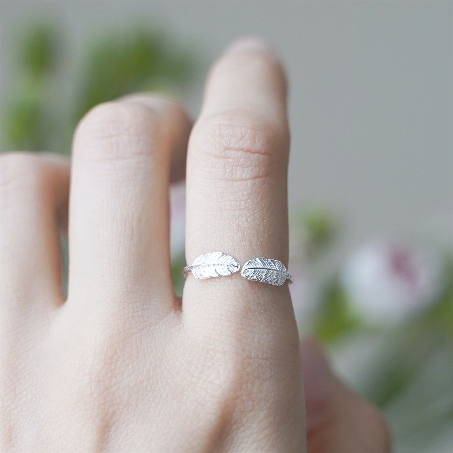 Sterling Silver Double Feather Angel Finger Wing Pair Open Band Ring L - N - sugarkittenlondon