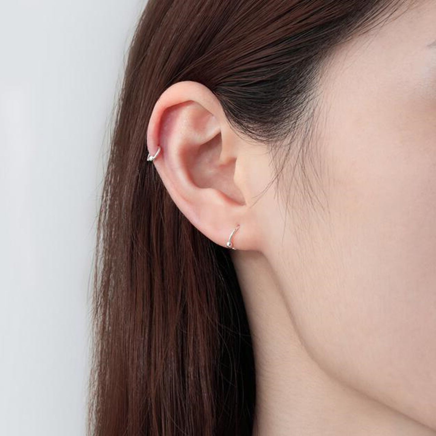 925 Sterling Silver fine 999 Bead Ball Nose Hoop Earrings for Unisex, Hypoallergenic, 6-12mm