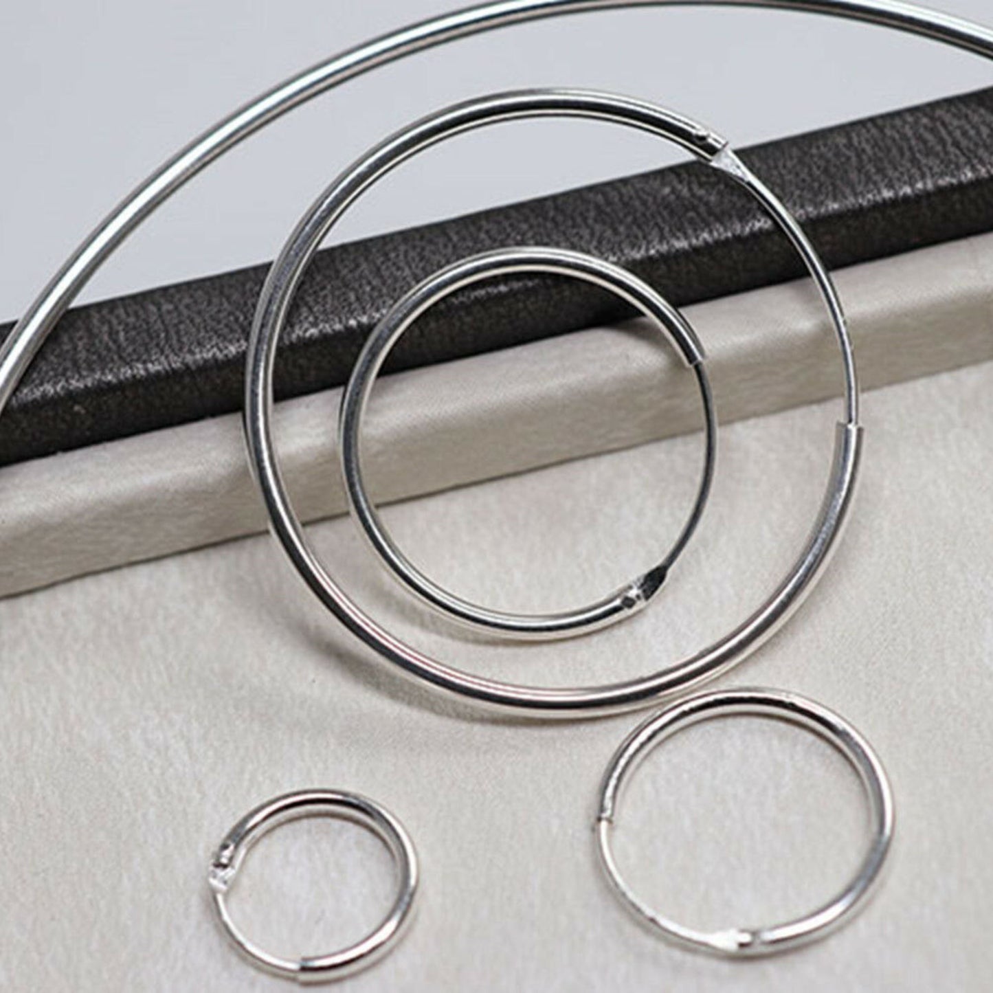 Sterling Silver Hinged Plain Hoops Small to Large Sleepers Earrings 10 - 60mm