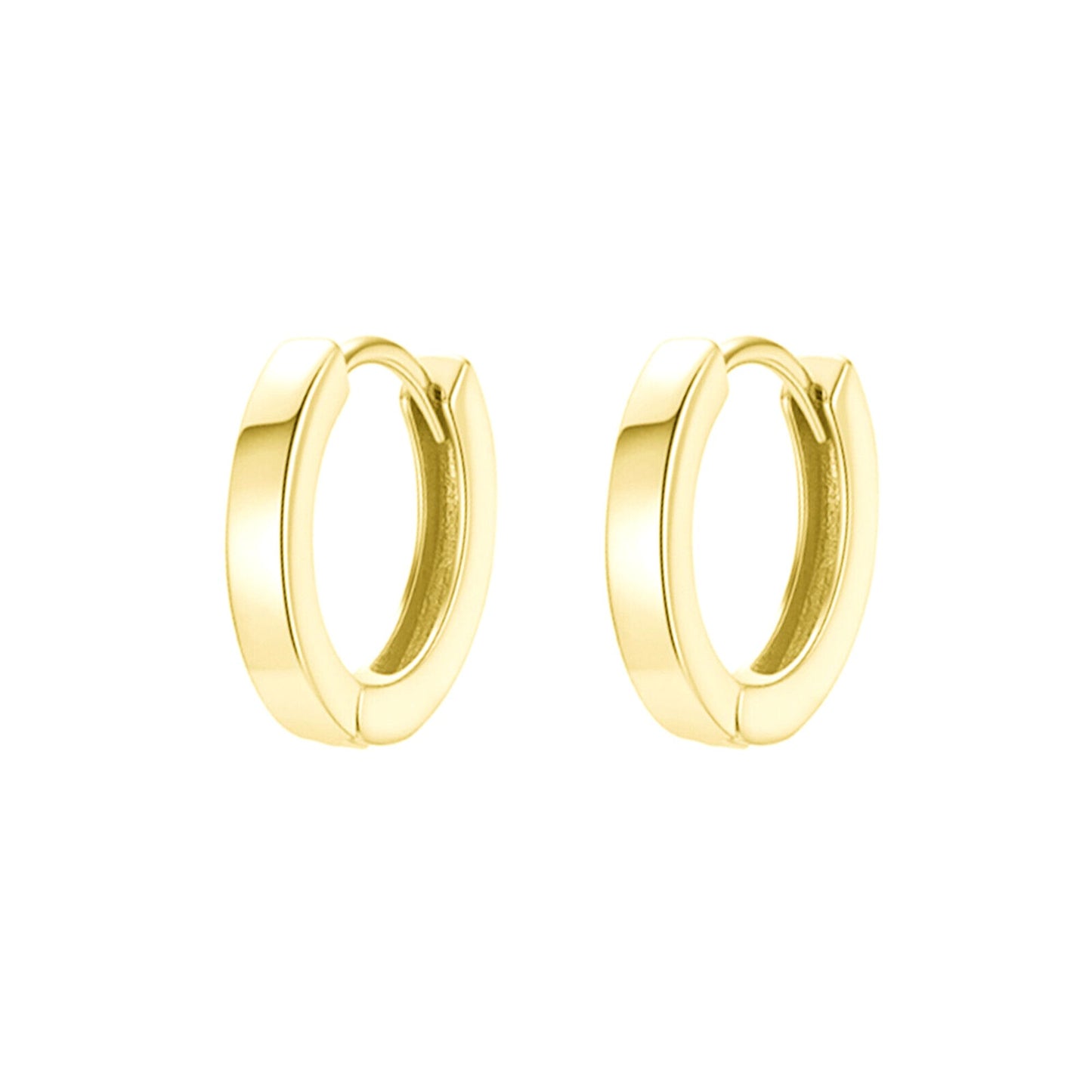 10mm Cuff Hoop Earrings with 2mm Band in 18K Gold Plated Sterling Silver