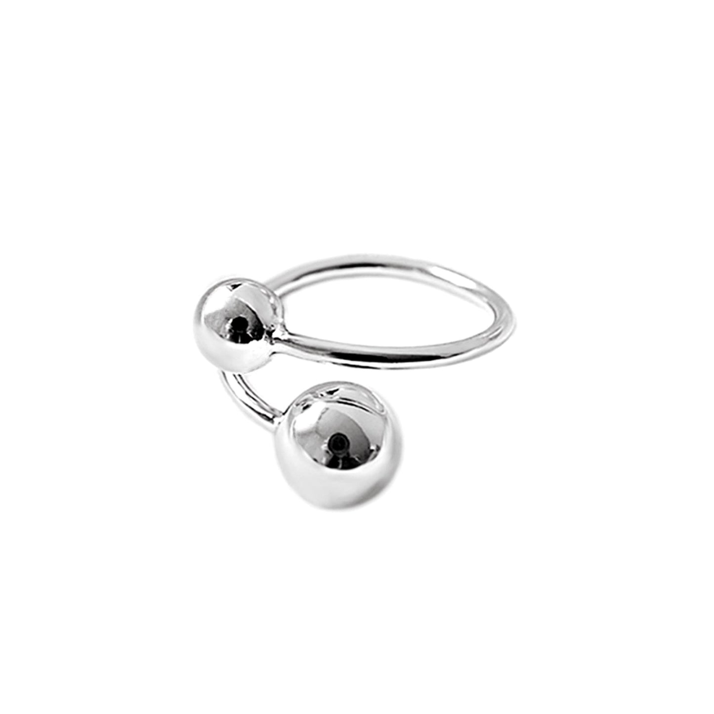 Sterling Silver Twist 5mm 6mm 8mm Ball Double Bead Wrap Ring Sizable UK L-P - sugarkittenlondon