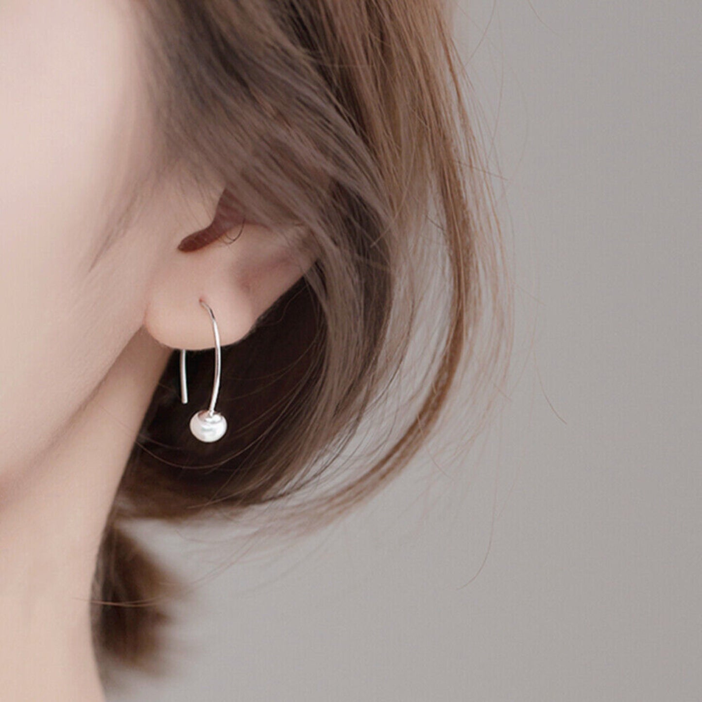 Sterling Silver Button Natural Freshwater Pearls Bridal Drop Hook Wire Earrings - sugarkittenlondon