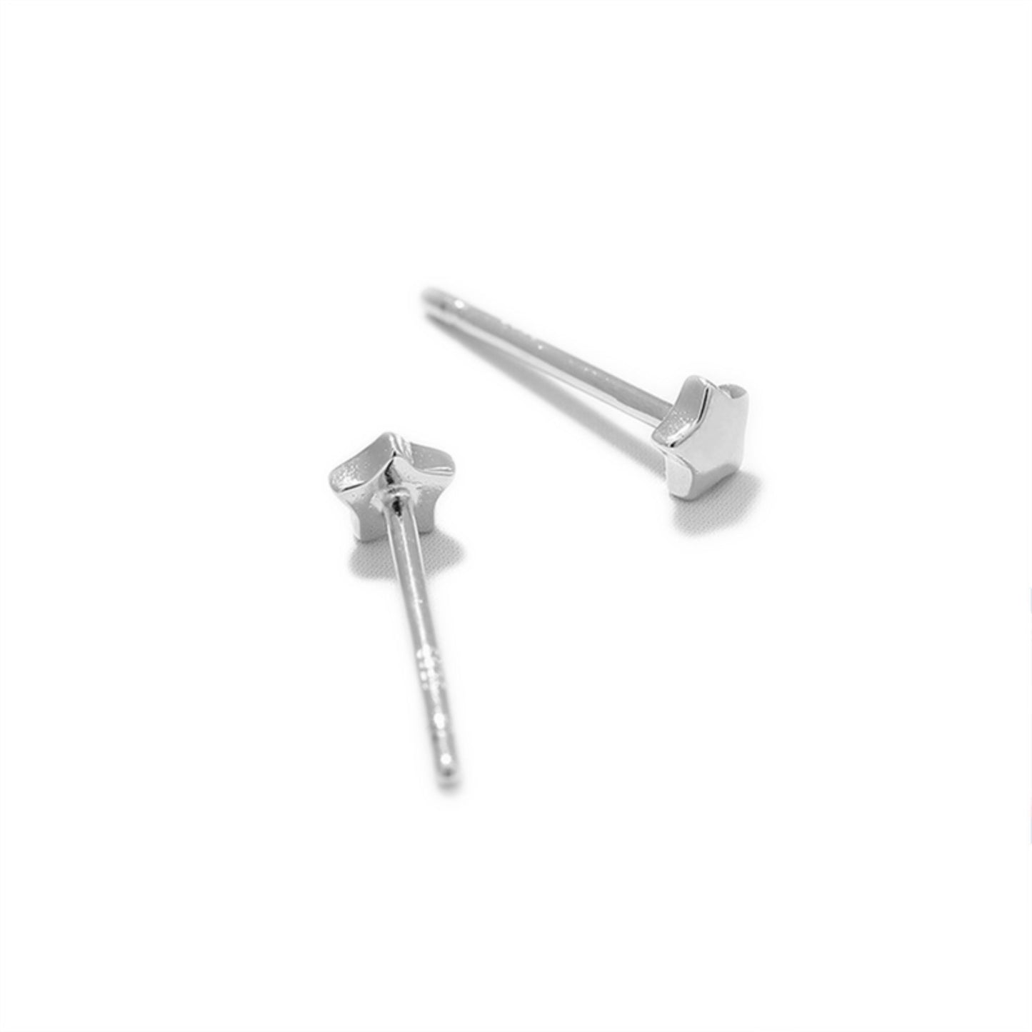 Rhodium on Sterling Silver 3.3mm MINI Star Polished Shine Bright Stud Earrings - sugarkittenlondon