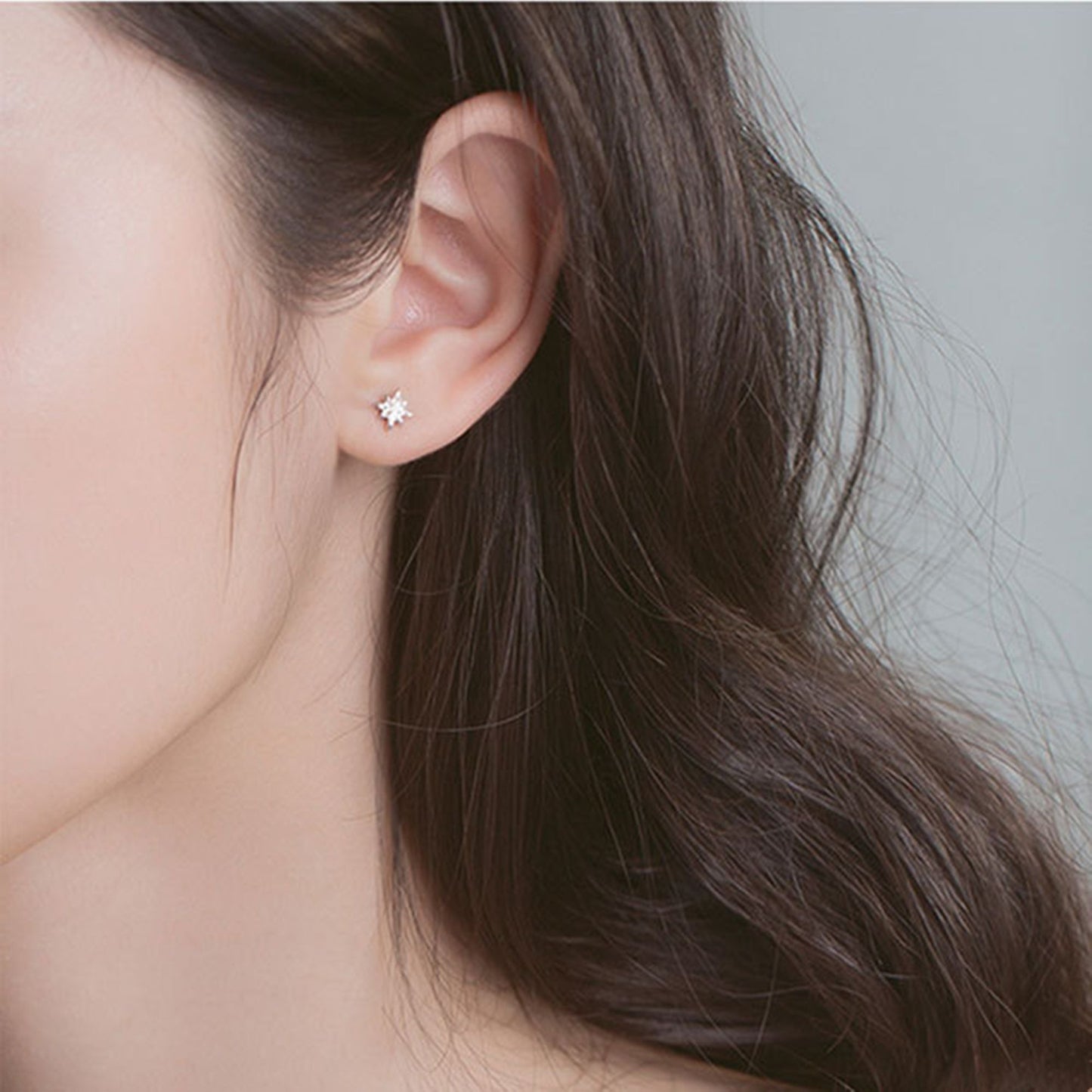 Star Stud Earrings in 18K Gold Plated Sterling Silver with CZ North Pole Design
