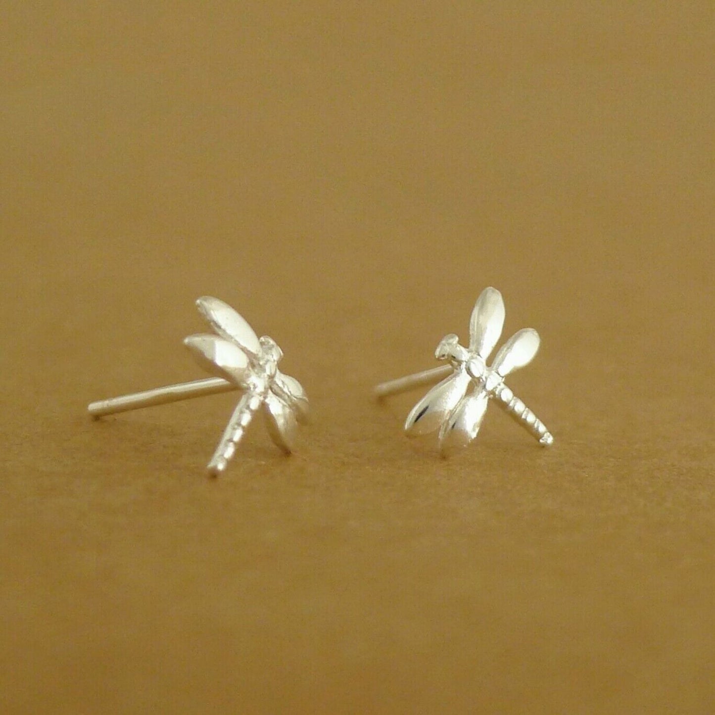 Sterling Silver Dragonfly Shiny Polished Plain Stud Earrings Boxed - sugarkittenlondon
