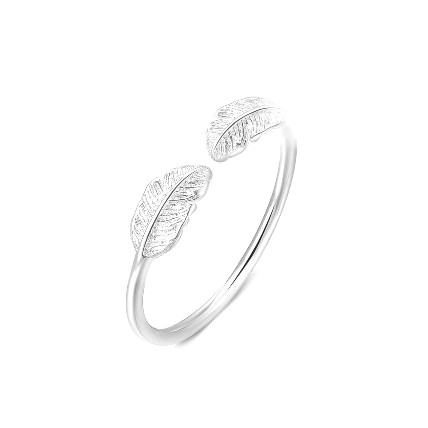 Sterling Silver Double Feather Angel Finger Wing Pair Open Band Ring L - N - sugarkittenlondon