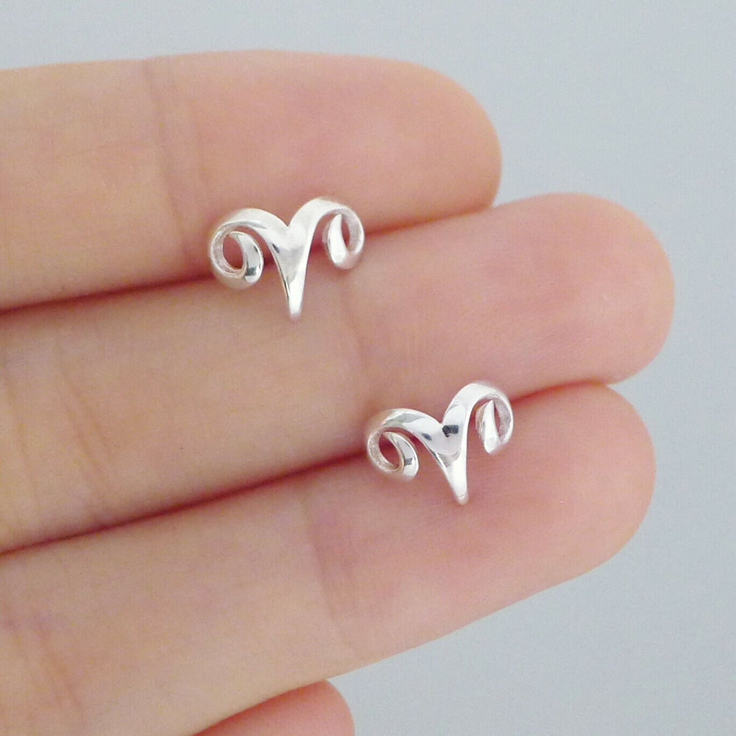 Sterling Silver Shiny Constellation Zodiac Aries Sheep Stud Earrings - sugarkittenlondon