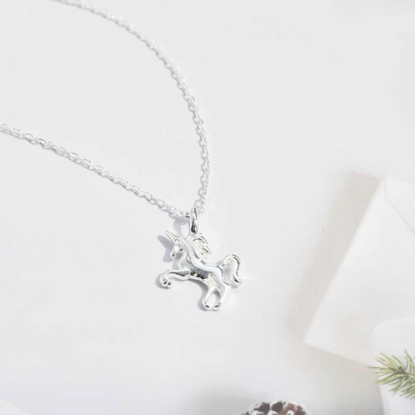 Sterling Silver Unicorn Charm Pendant Belcher Chain Necklace Jewellery - sugarkittenlondon