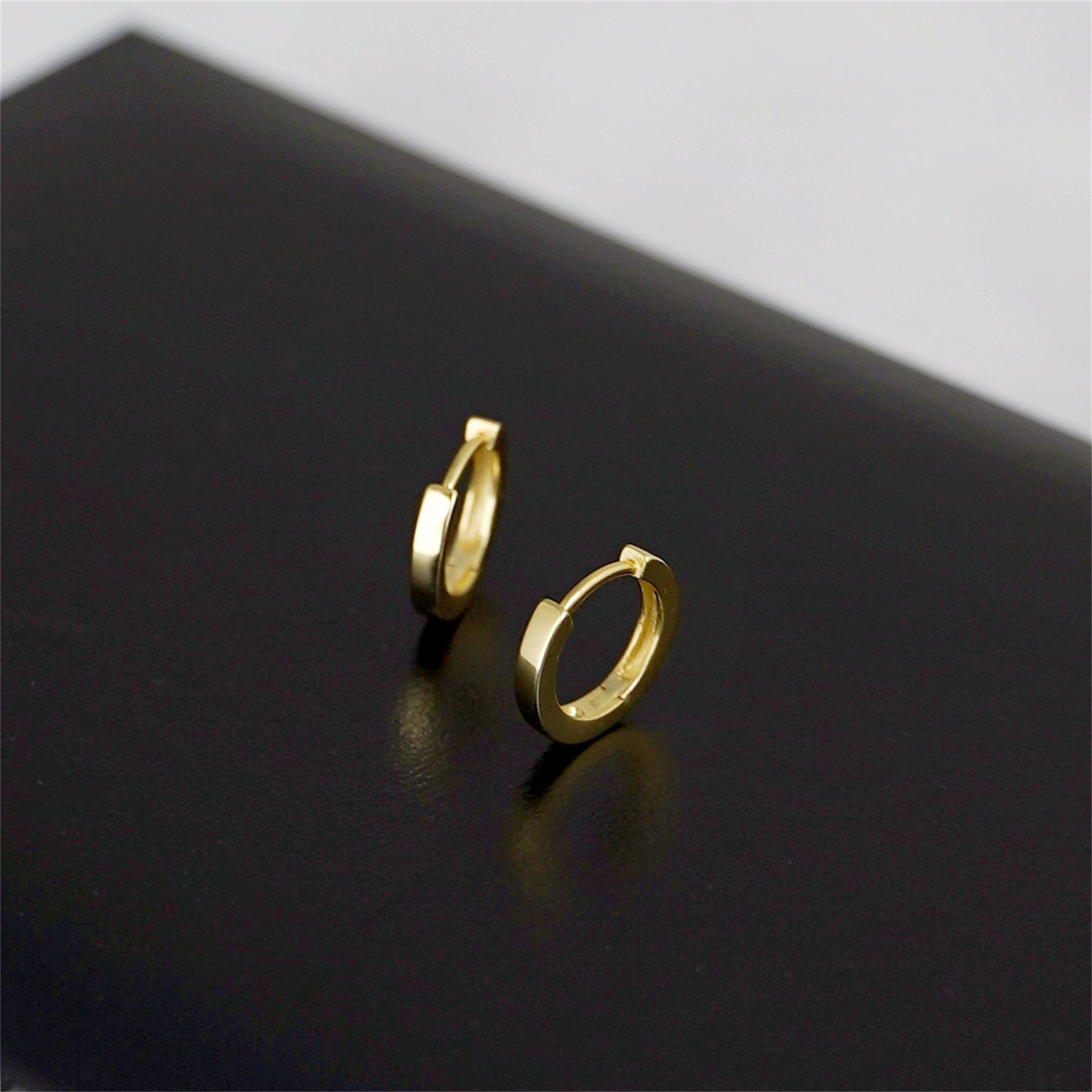 10mm Cuff Hoop Earrings with 2mm Band in 18K Gold Plated Sterling Silver