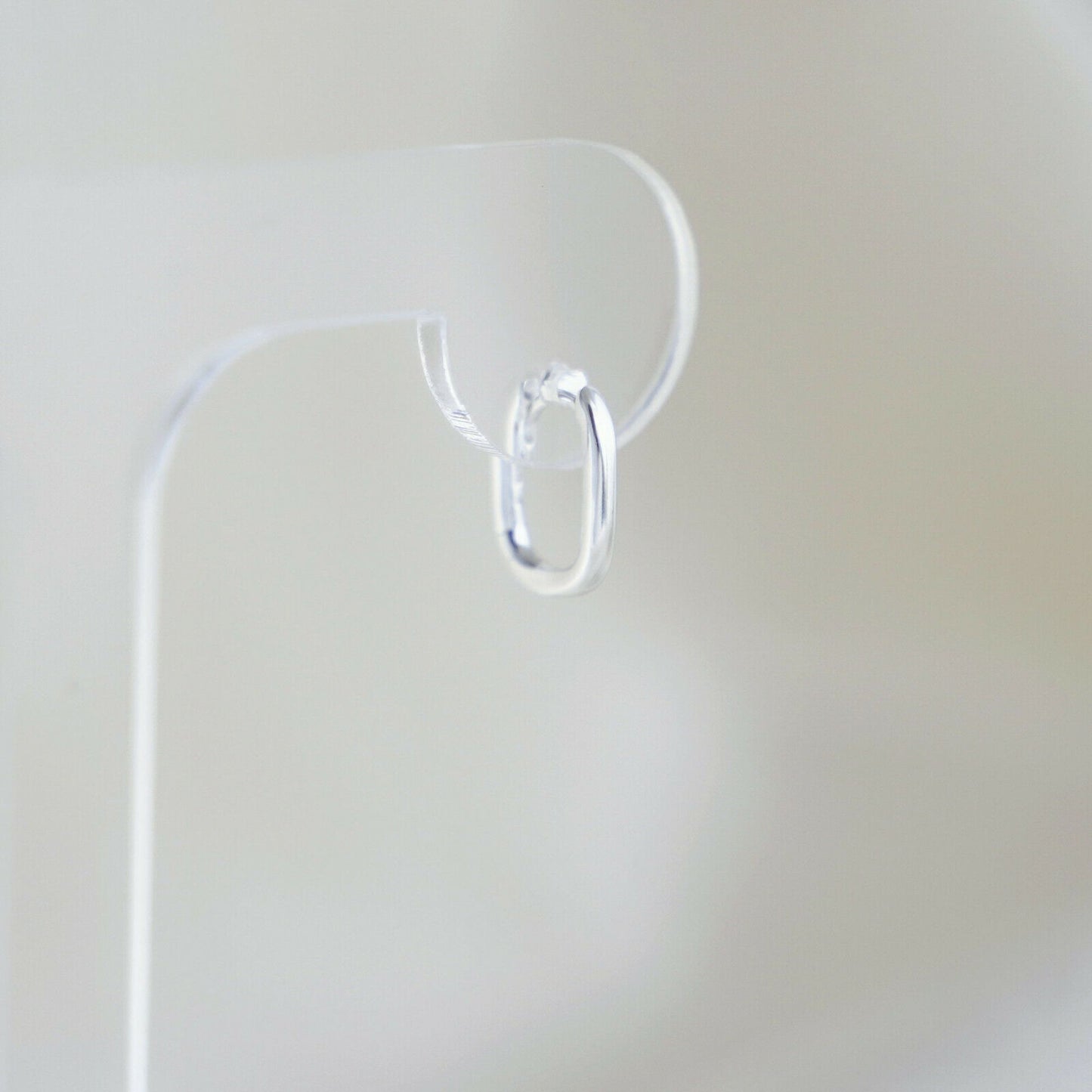 Sterling Silver Oval Square Hoop Earrings with Huggie Closure