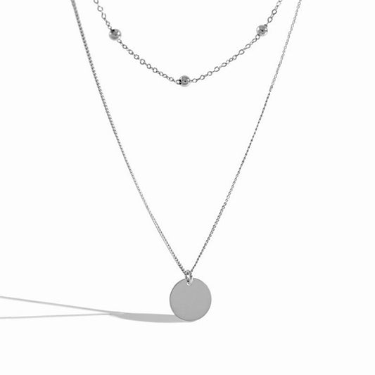 Sterling Silver Double Layer Pebble Necklace with 3mm Bobble Beads and 12mm Pebbles - sugarkittenlondon