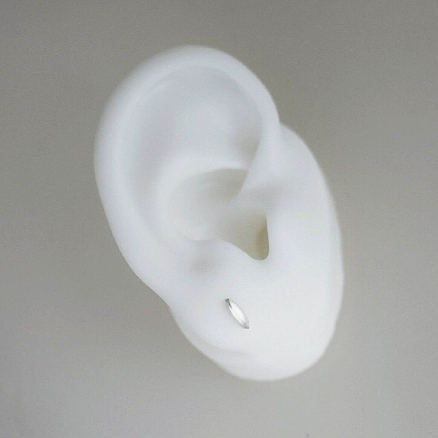 Sterling Silver Mini Brushed Rice Oval Dot Teardrop Stud Earrings - sugarkittenlondon