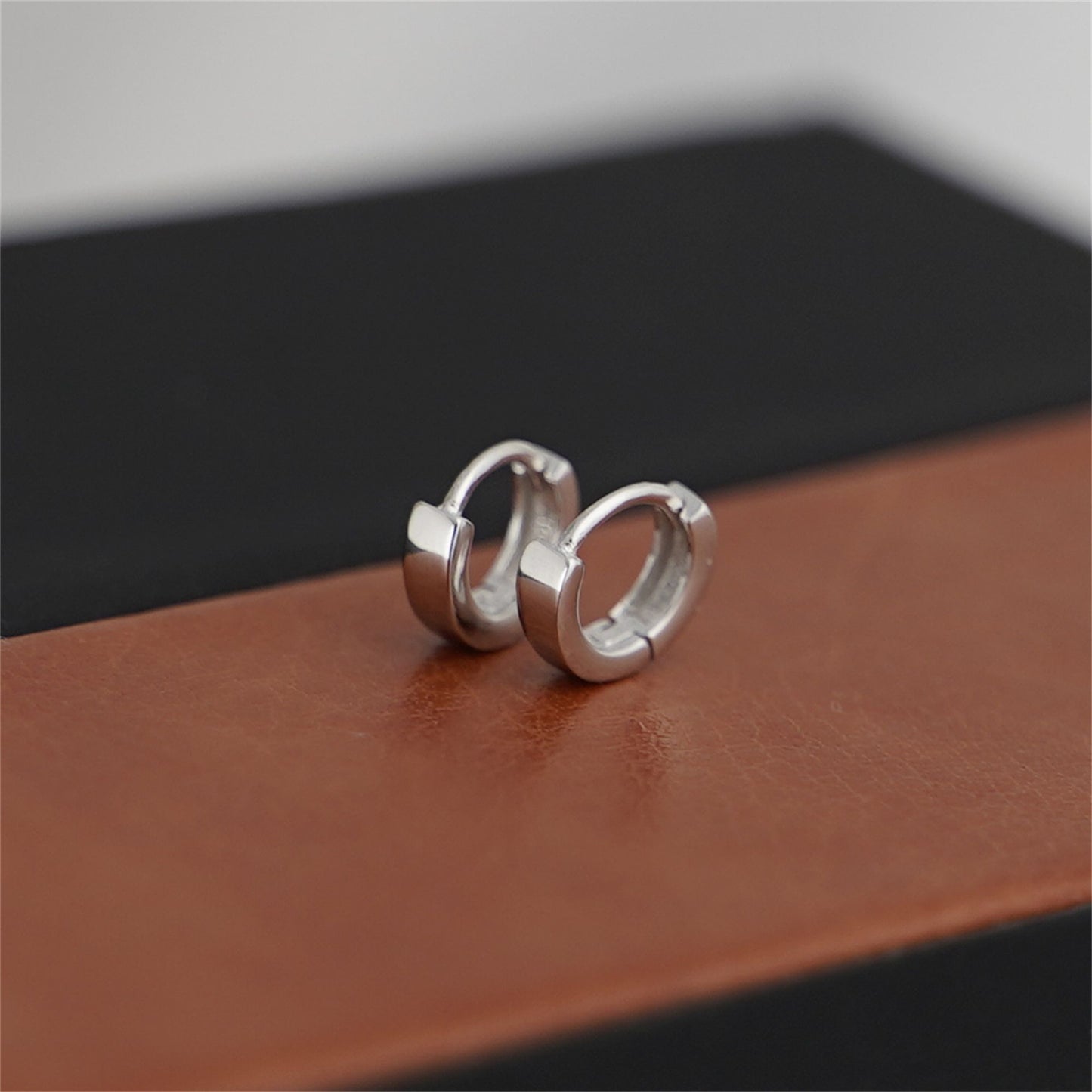 6mm Sterling Silver Plain Small Cuff Hoop Huggie Earrings