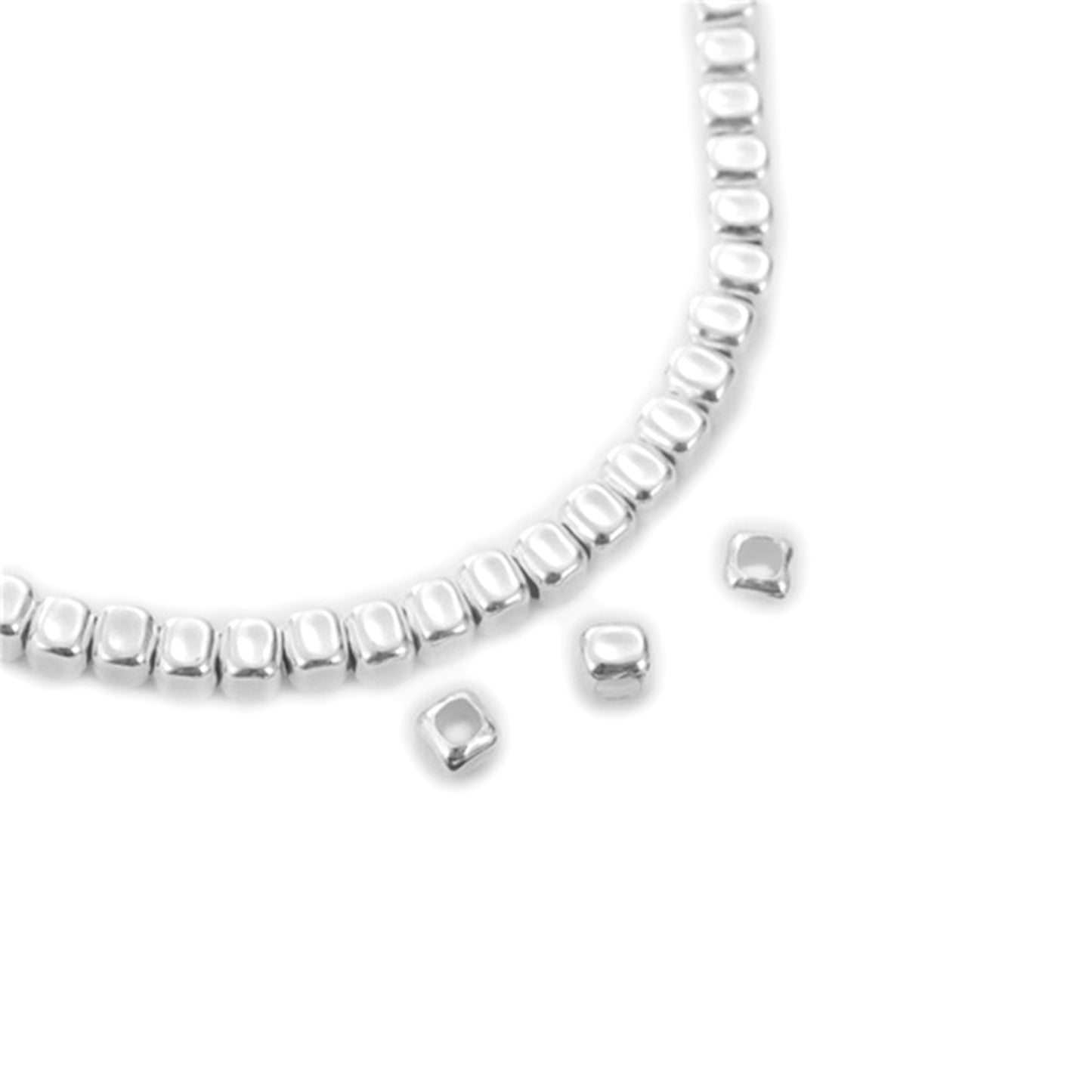 925 Sterling Silver 3mm Cube Charm pendant Beads , for Bracelets, Necklaces, and More