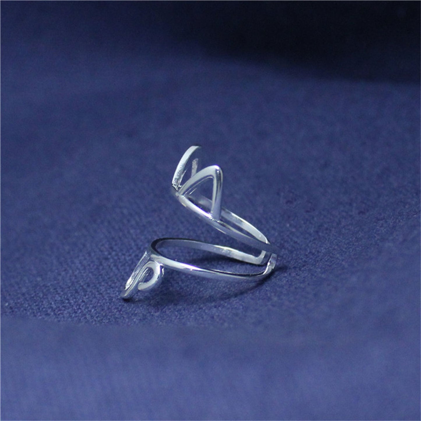 Sterling Silver Hollow Cat Kitten Long Tail Wrap Ring N Adjustable - sugarkittenlondon