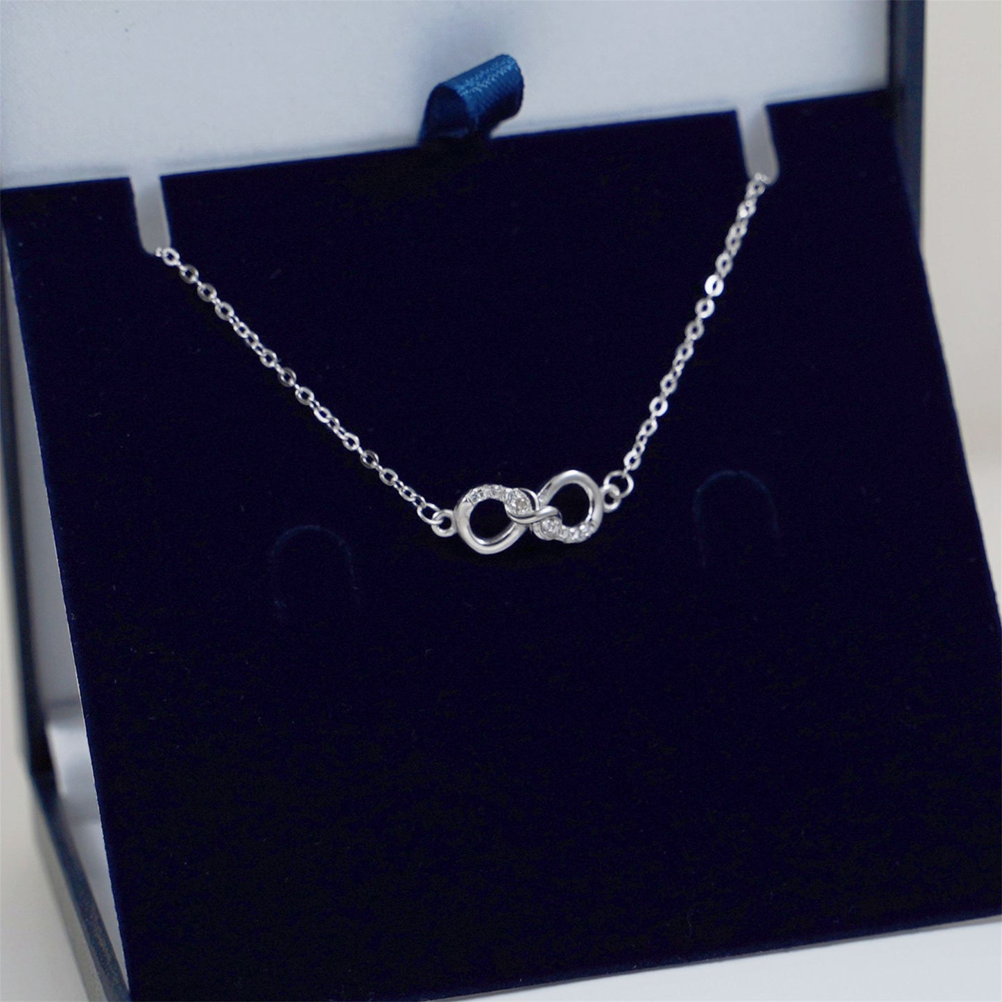 Sterling Silver Infinity Necklace With Crystal CZ Forever Infinite Jewellery - sugarkittenlondon