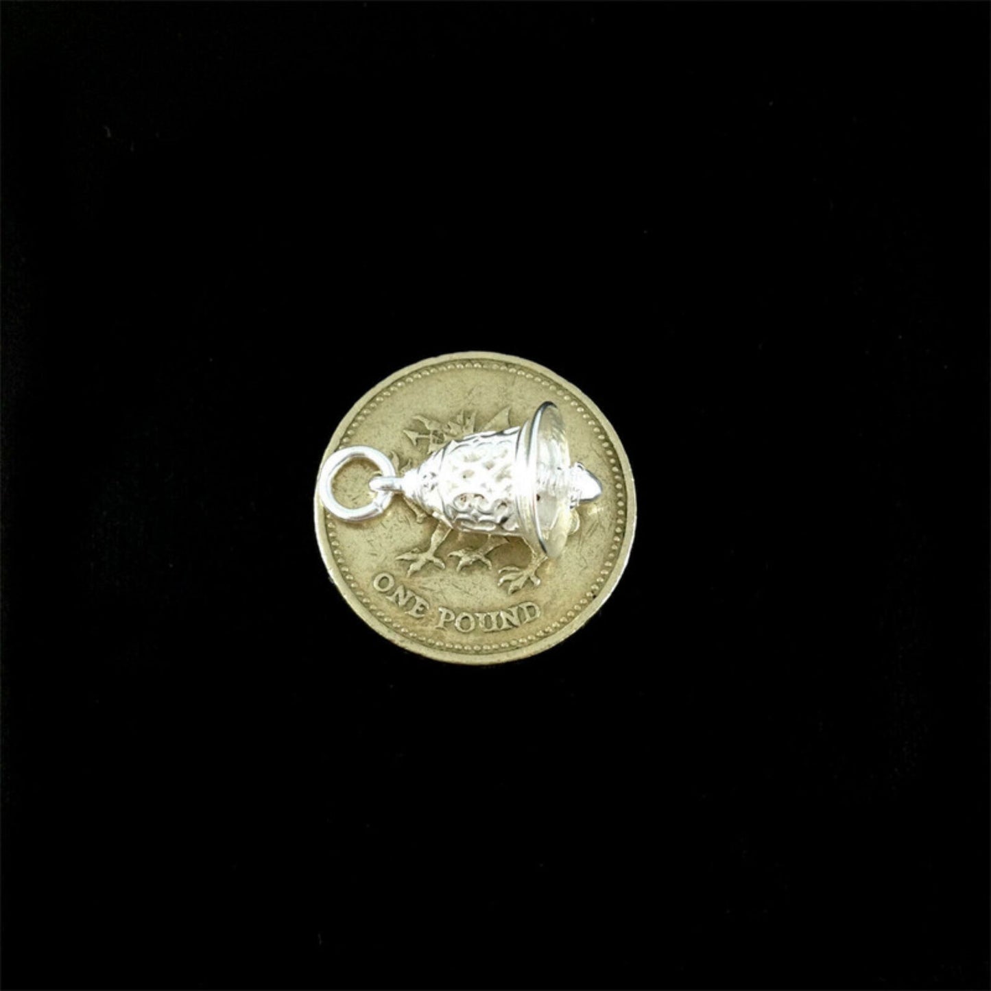 Sterling Silver 3D Jingle Bell Hollow & Solid Bell Pendant Charm