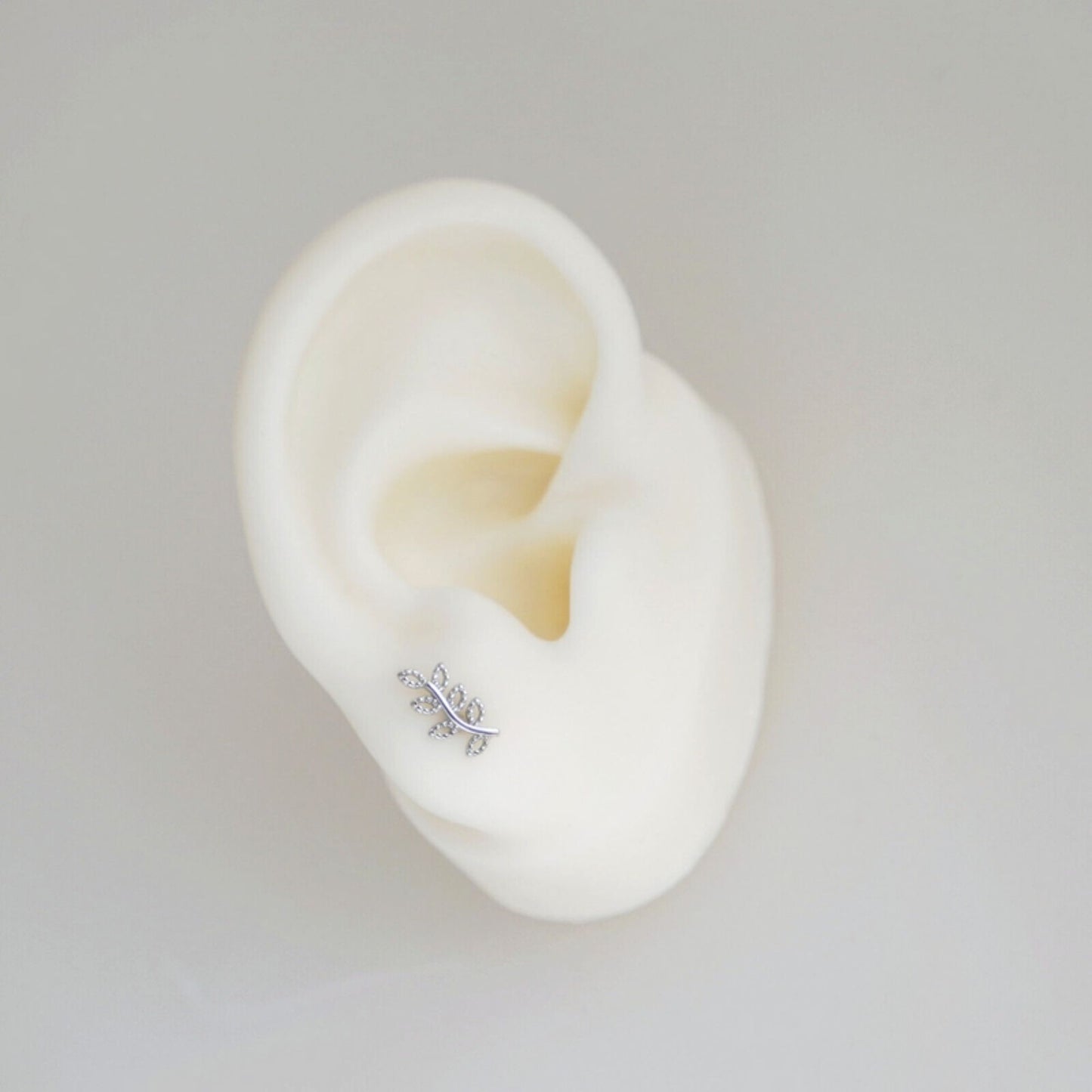 Sterling Silver Filigree Hollow Out Beaded Leaf Stud Crawler Earrings - sugarkittenlondon
