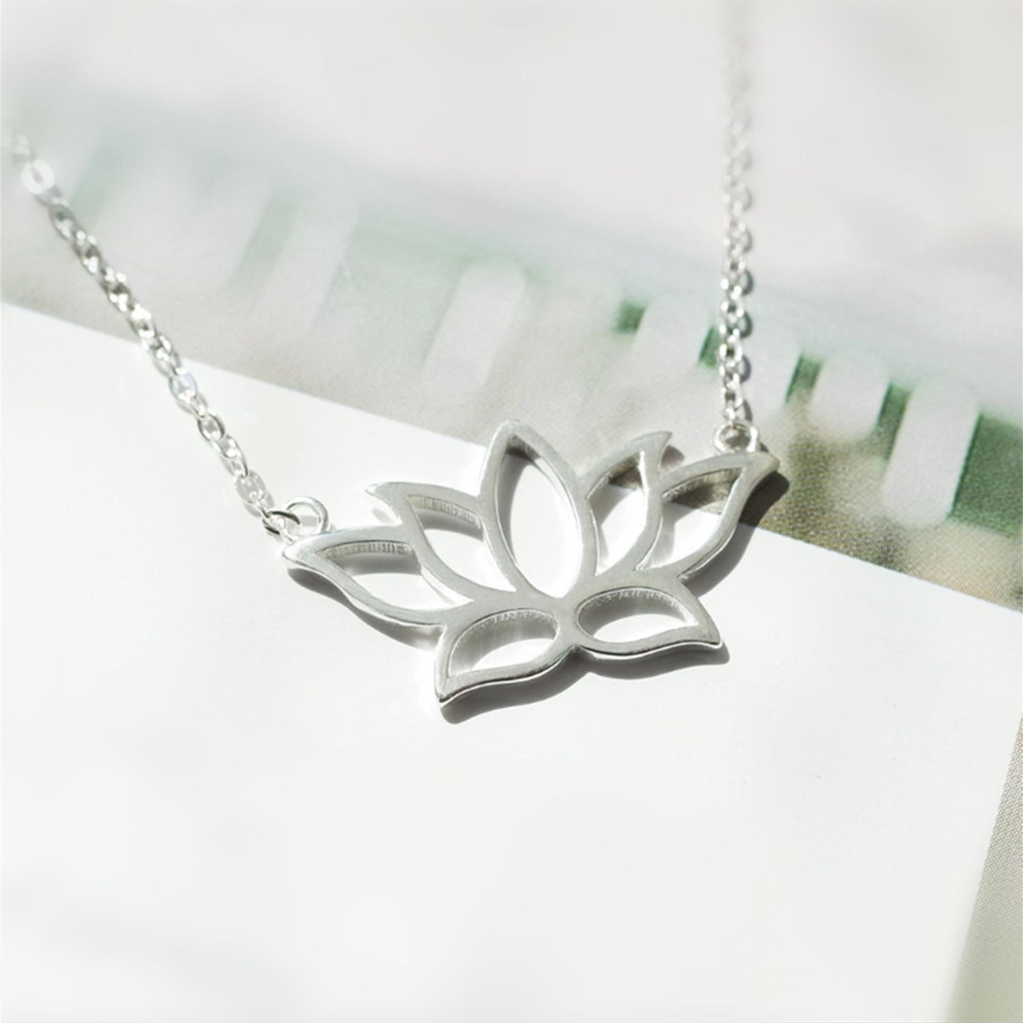 Sterling Silver Lotus Flower Yoga Zen Namaste Pendant Necklace Jewellery - sugarkittenlondon