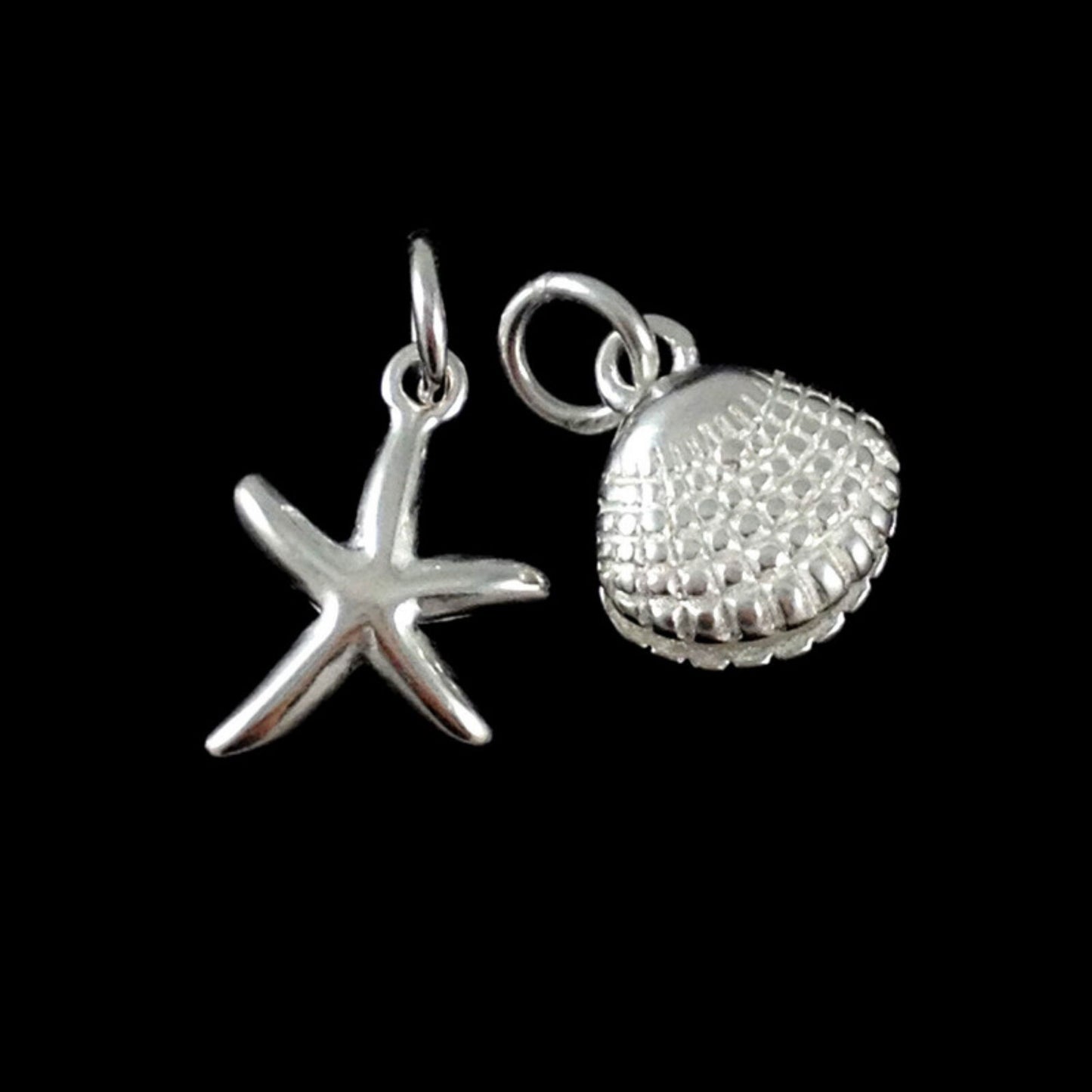 Sterling Silver Sea Shell pendant and Starfish Pendant for Necklace, Bracelet, or Earrings