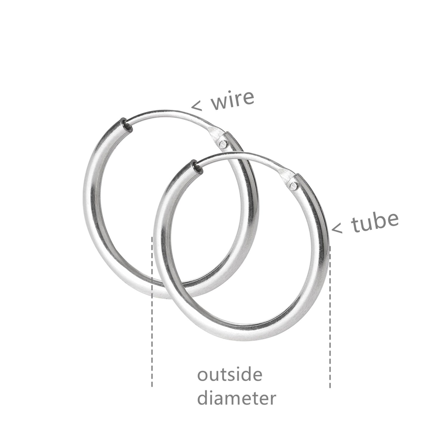 Sterling Silver Hinged Plain Hoops Small to Large Sleepers Earrings 10 - 60mm