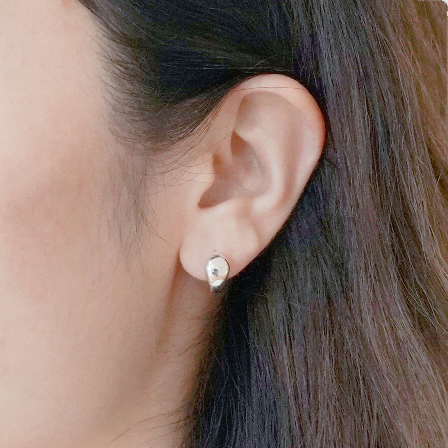 10mm Sterling Silver Hoop Teardrop Drop Earrings with Huggie Back