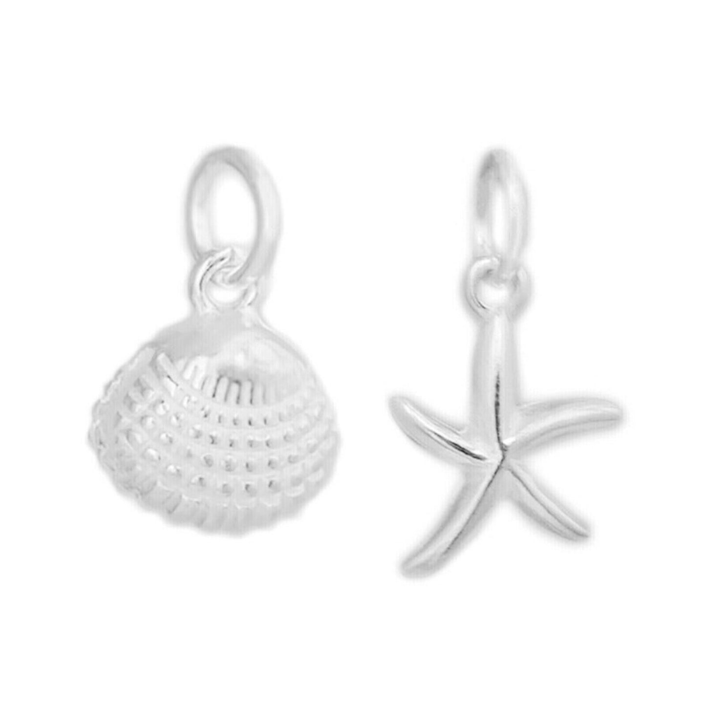 Sterling Silver Sea Shell pendant and Starfish Pendant for Necklace, Bracelet, or Earrings