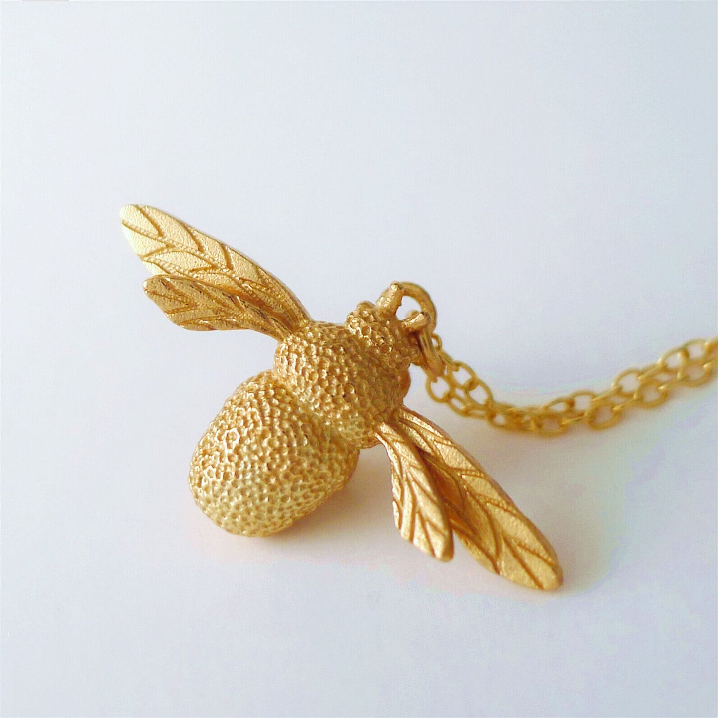 Sterling Silver Bumble Queen Bee Insect Pendant Necklace 3 Tones - sugarkittenlondon