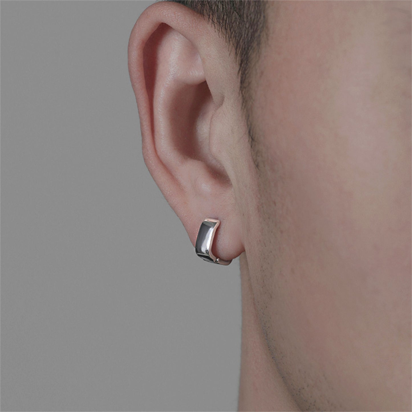 Sterling Silver 8.5mm Hoop Chunky Plain Square Huggie Earrings Unisex Boxed