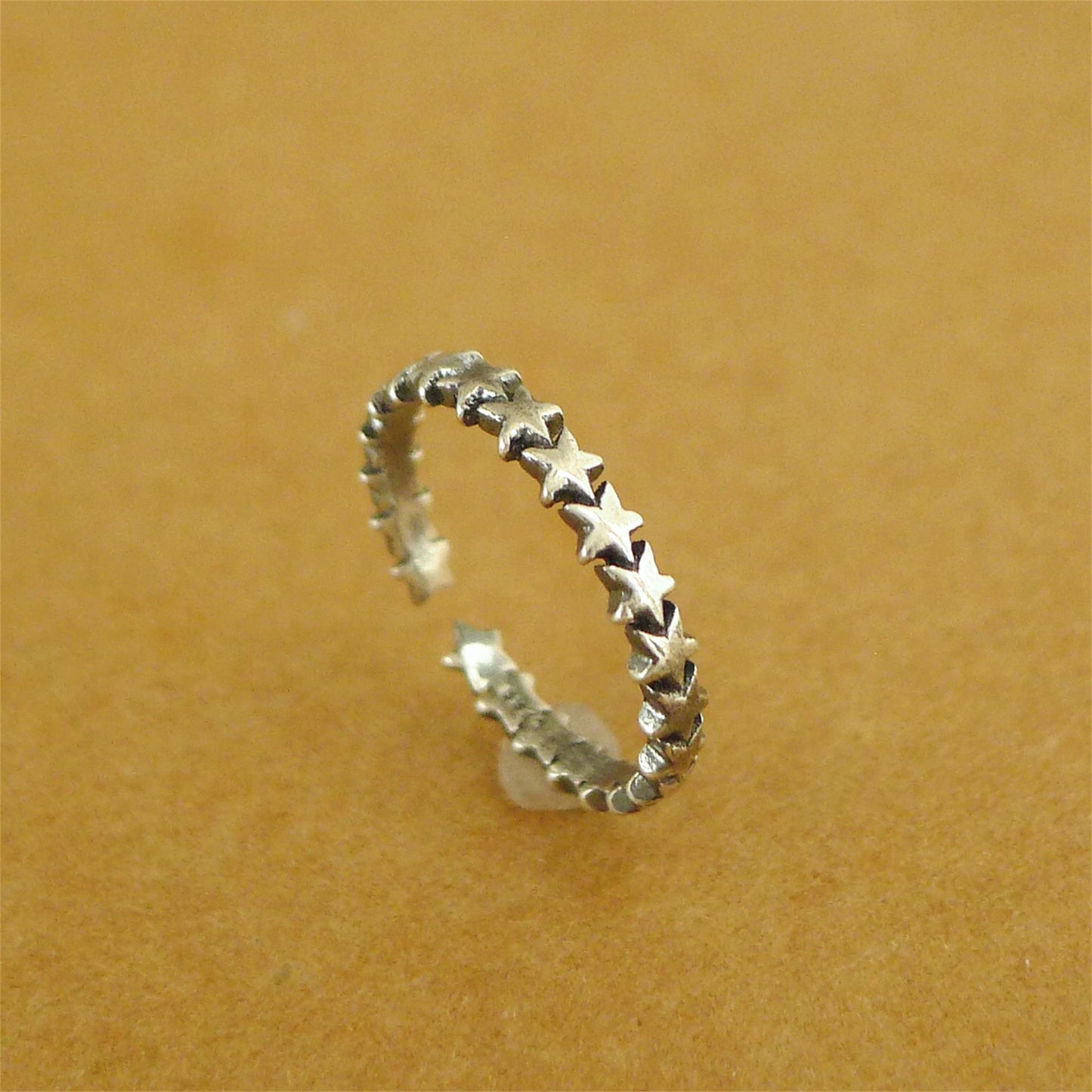 Sterling Silver Oxidized Linked Stars Knuckle Stack Ring Open Band - sugarkittenlondon