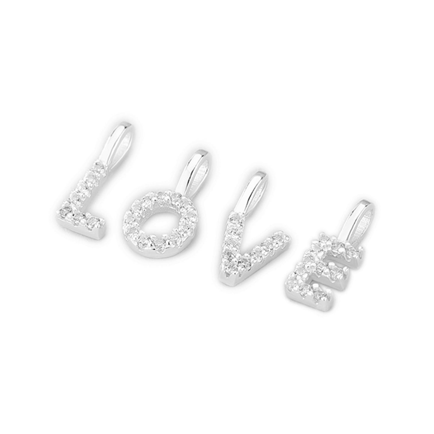 Sterling Silver CZ Alphabet initial Charm Pendants | Personalized Mini A-Z Letter Pendants - sugarkittenlondon