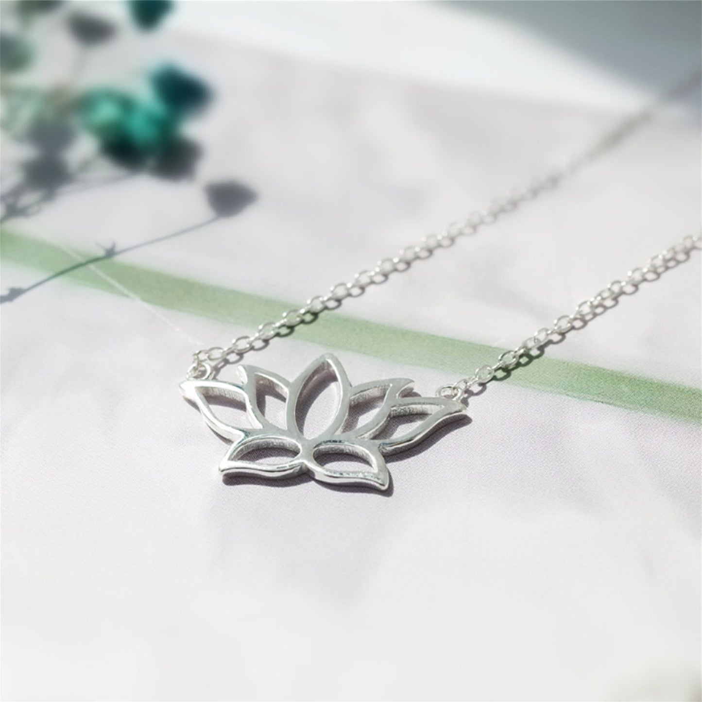 Sterling Silver Lotus Flower Yoga Zen Namaste Pendant Necklace Jewellery - sugarkittenlondon