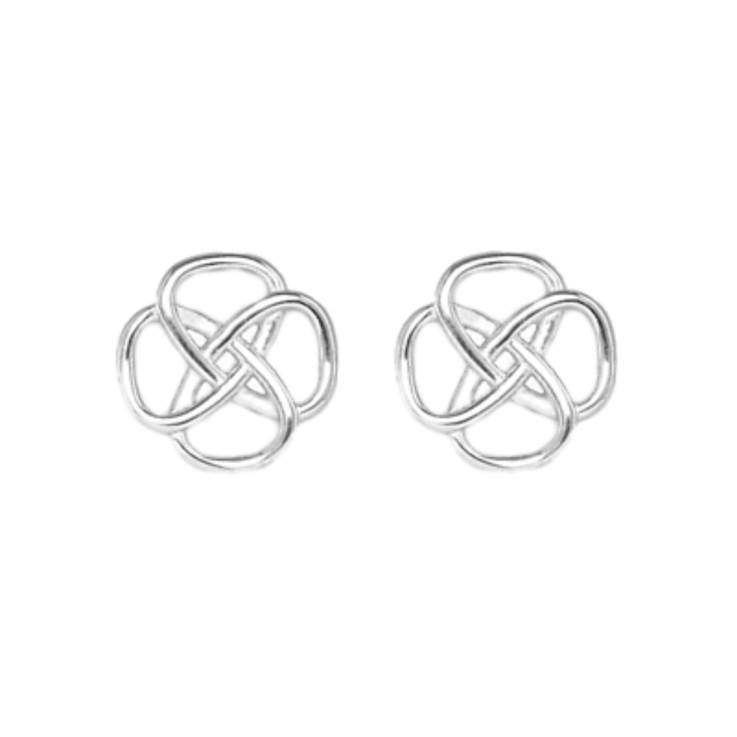 Sterling Silver Flat Celtic Knot Floral Wire Lady Stud Earrings Boxed - sugarkittenlondon