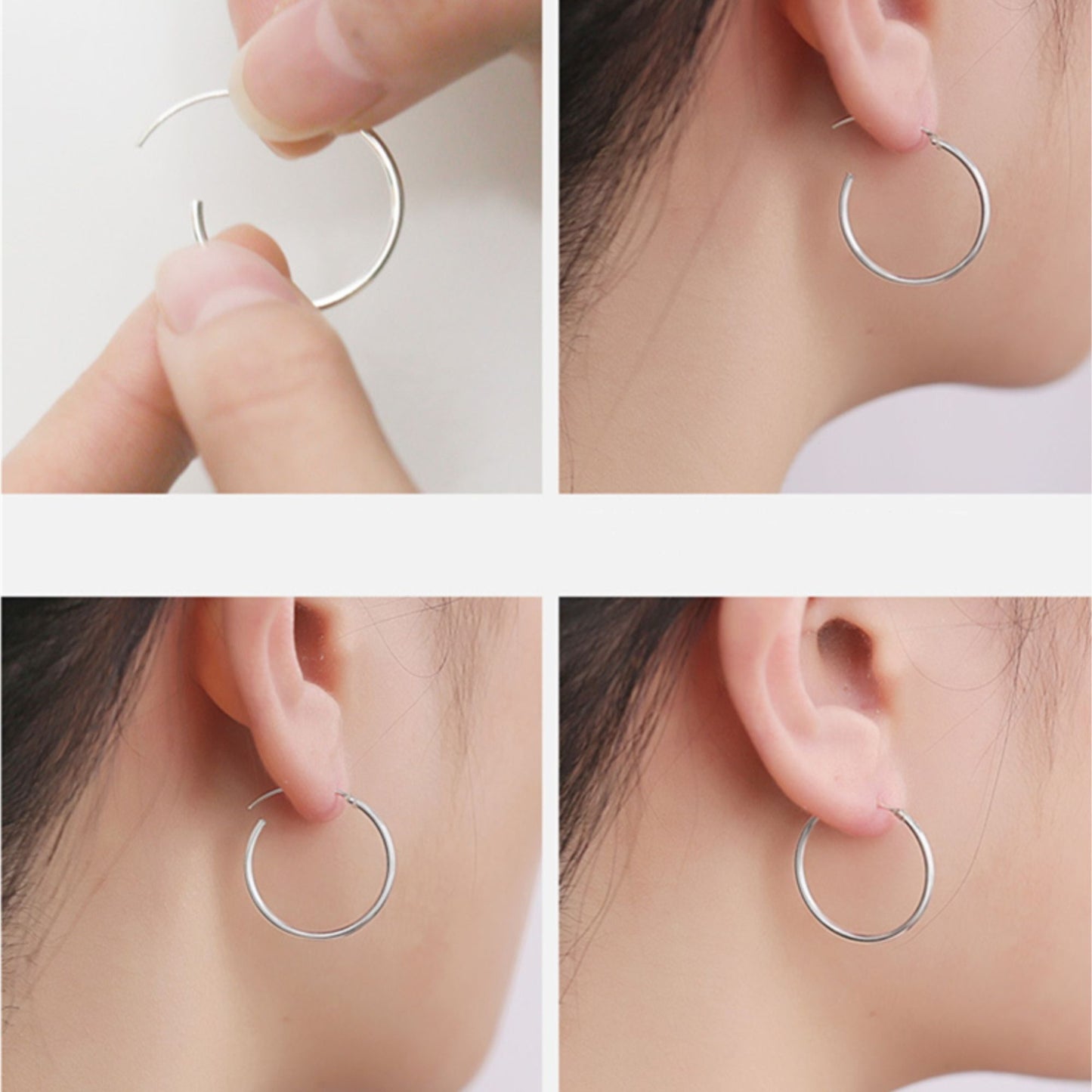 Sterling Silver Hinged Plain Hoops Small to Large Sleepers Earrings 10 - 60mm