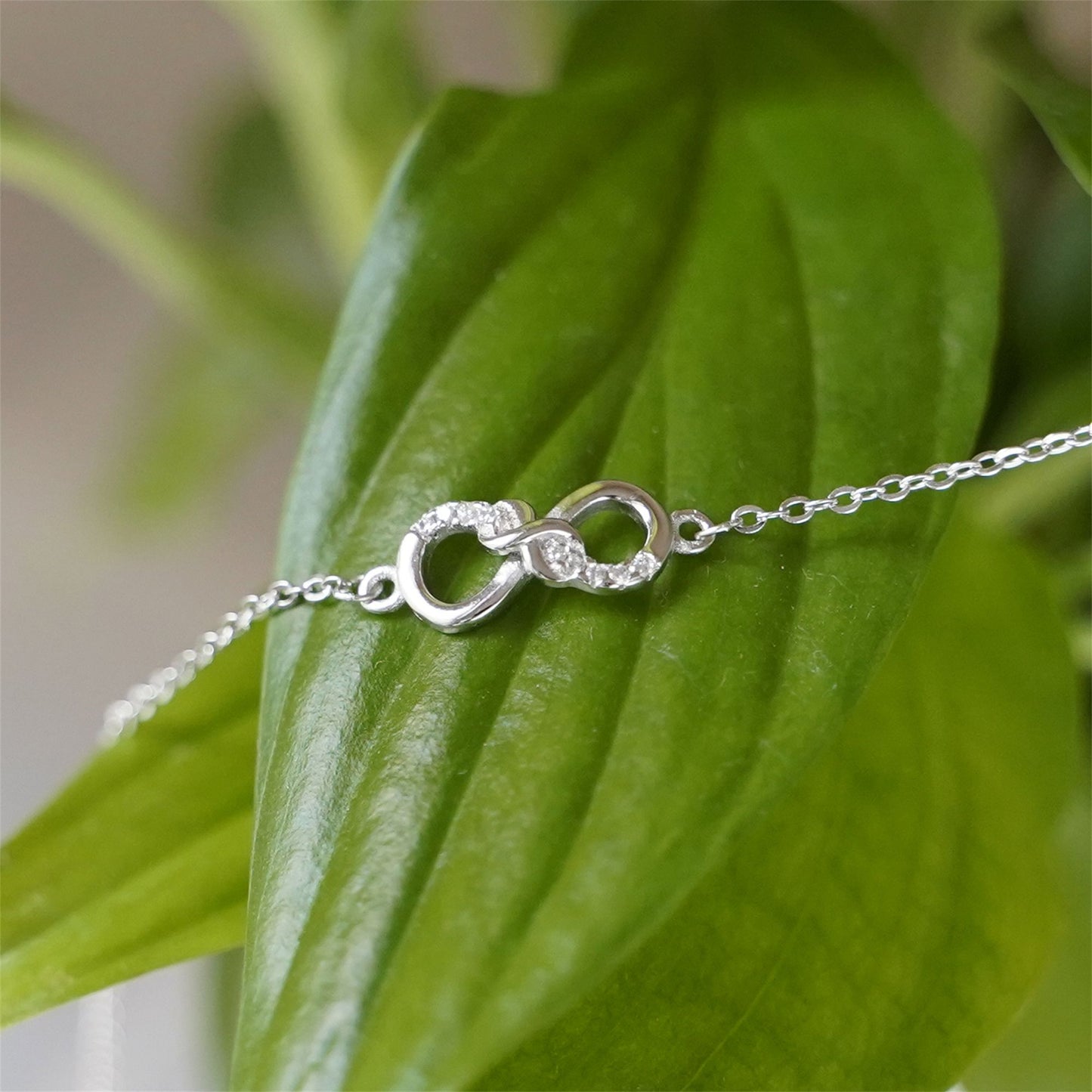 Sterling Silver Infinity Necklace With Crystal CZ Forever Infinite Jewellery - sugarkittenlondon