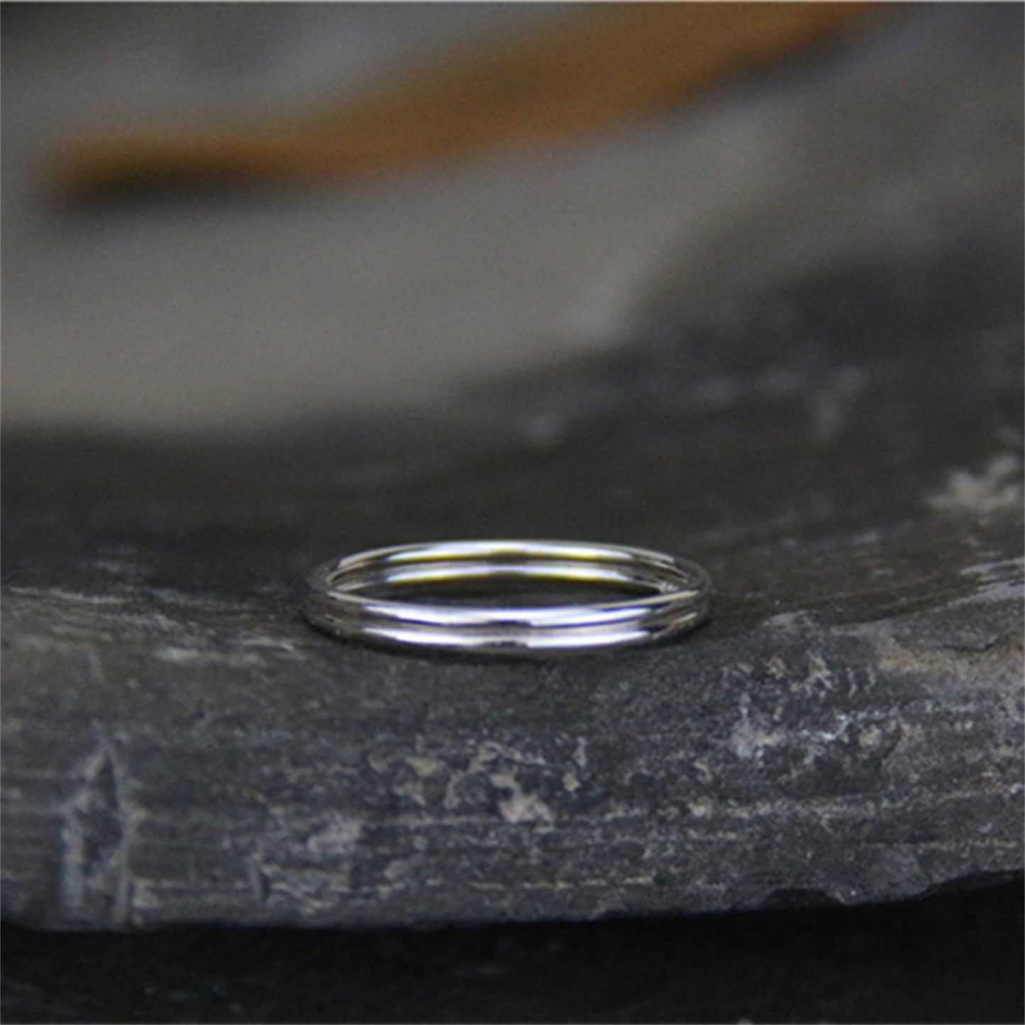 1mm Sterling Silver Skinny Round Band Stacking Above Ring E - U - sugarkittenlondon