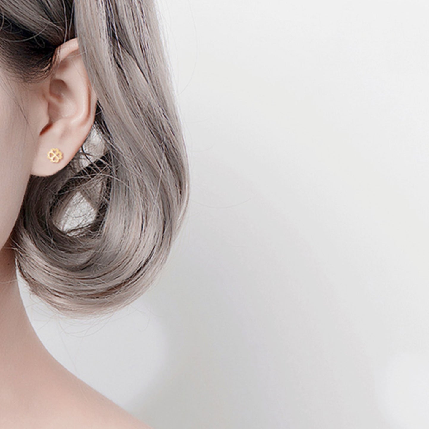 Sterling Silver Lucky Love Heart 4 Leaf Clover Shamrock Stud Earrings - sugarkittenlondon