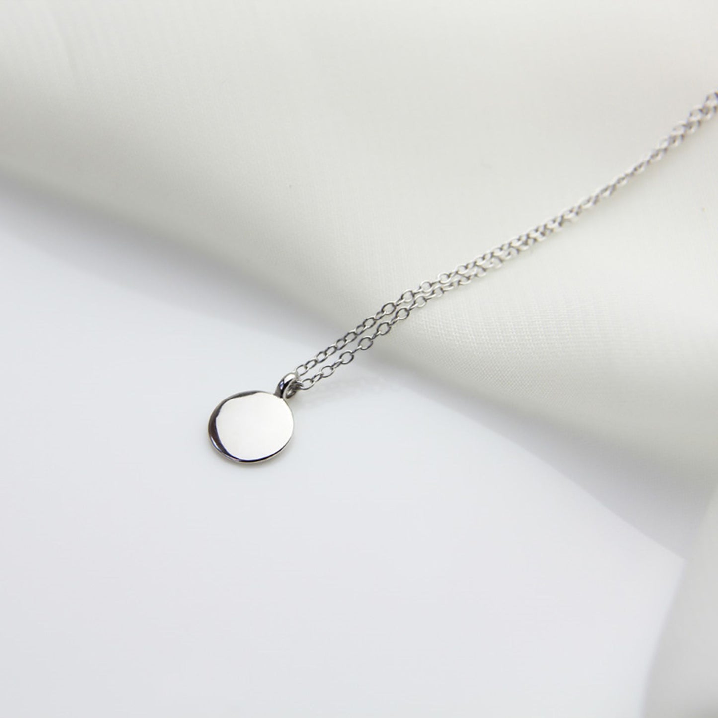 Sterling Silver Round Disc Pebble Circle Necklace 2 Tones - sugarkittenlondon