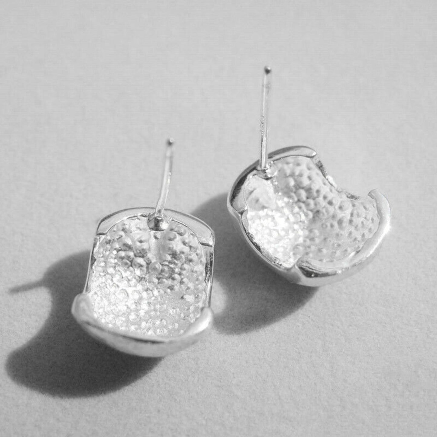 Sterling Silver Chunky Brushed Half Hoop Circle Dome Square Drop Earrings - sugarkittenlondon