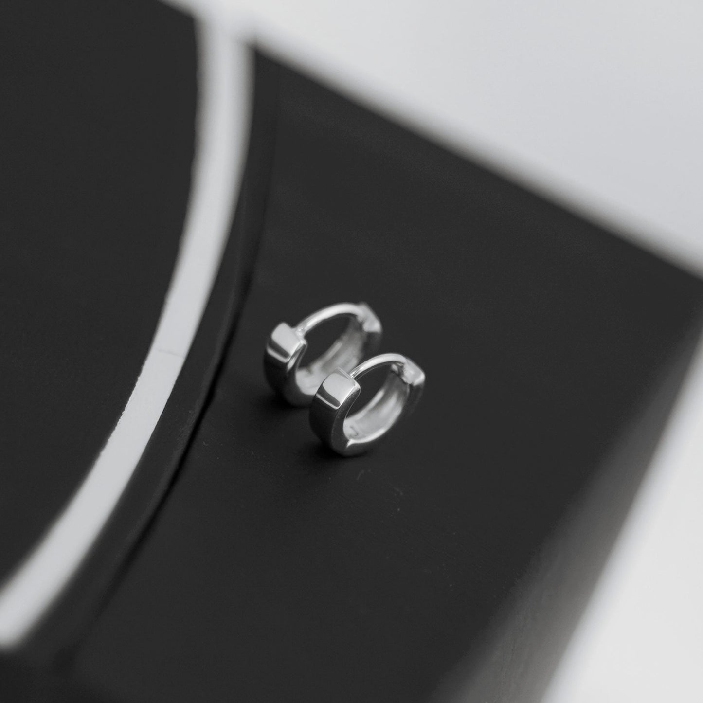 6mm Sterling Silver Plain Small Cuff Hoop Huggie Earrings