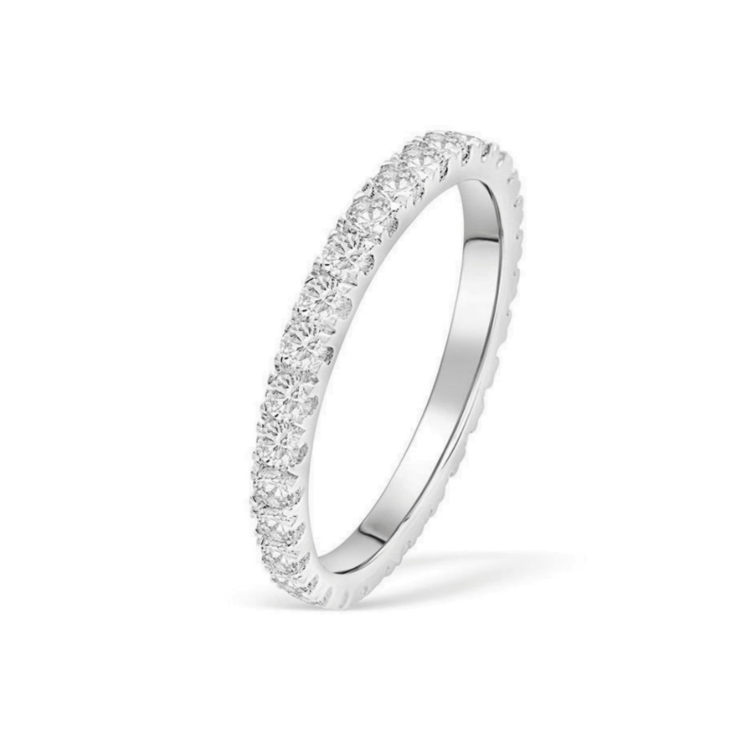Sterling Silver Full Eternity 2mm Paved CZ Crystal Stacking Band Ring I - U - sugarkittenlondon