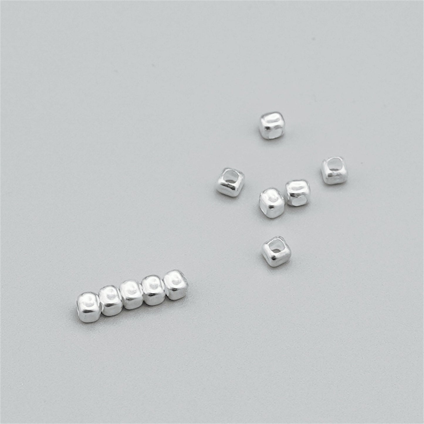 925 Sterling Silver 3mm Cube Charm pendant Beads , for Bracelets, Necklaces, and More