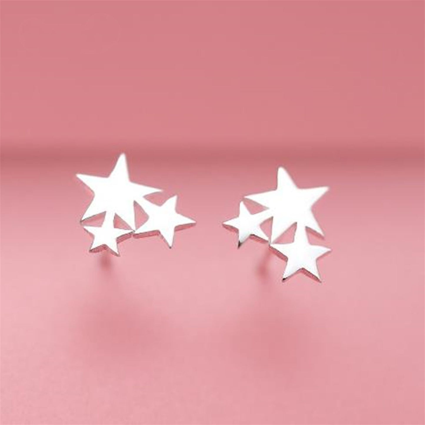 Sterling Silver Shine Bright Triple Stars Trinity Stud Earrings - sugarkittenlondon