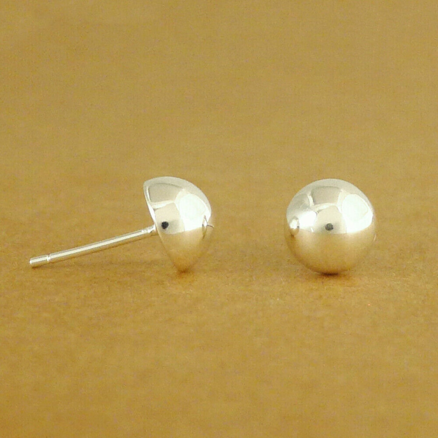 925 Sterling Silver Dome Earrings with 7.5mm Round Studs