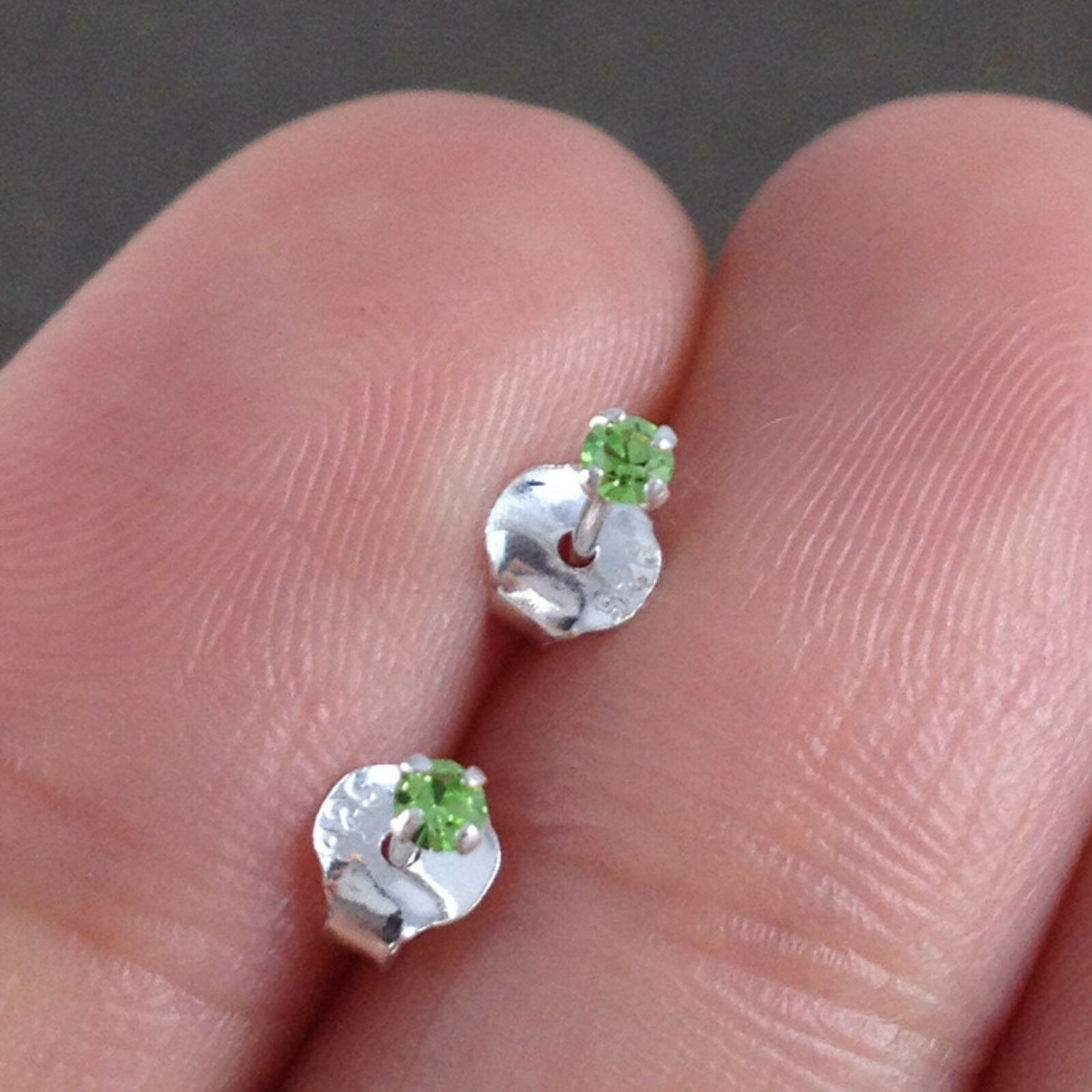 Sterling Silver Tiny 1.5mm CZ Clear Blue Black Red Opal Green Earrings - sugarkittenlondon