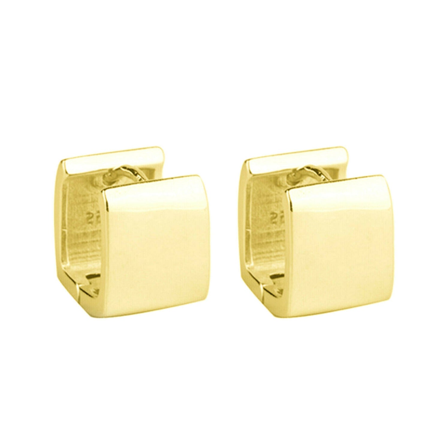 Huggie Drop Earrings with Square Cube Design in 18K Gold-plated Sterling Silver