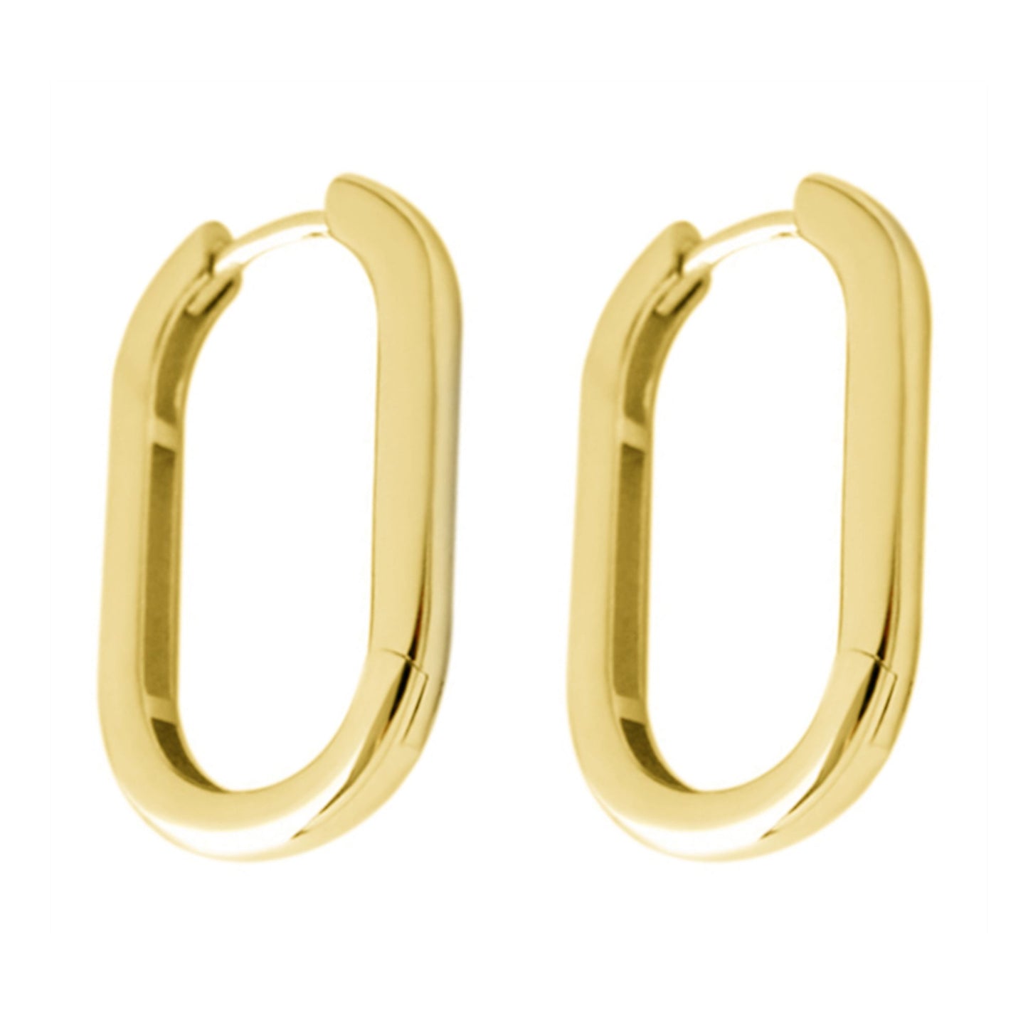 26mm 18K Gold Oval Hoop Earrings with Sterling Silver Backing