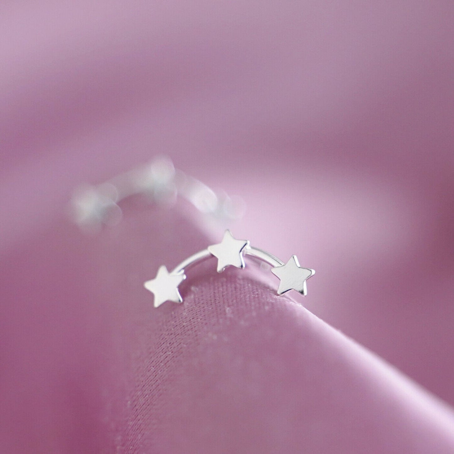 925 Sterling Silver Trinity Star Stud Earrings Tiny, Simple, and Elegant - sugarkittenlondon